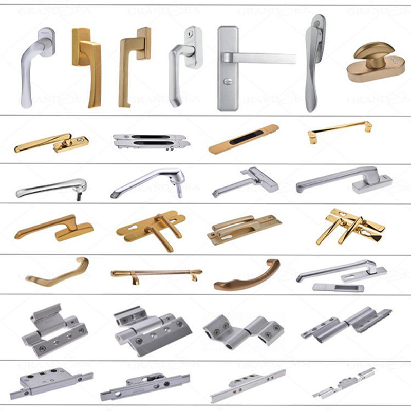 A wide variety of hardware handles and accessories are available, suitable for different functional and aesthetic requirements of doors and windows.