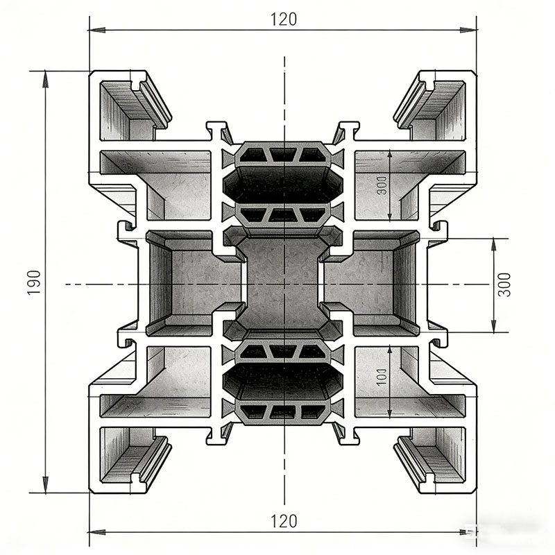 The cross-sectional shape of the doors/windows profiles